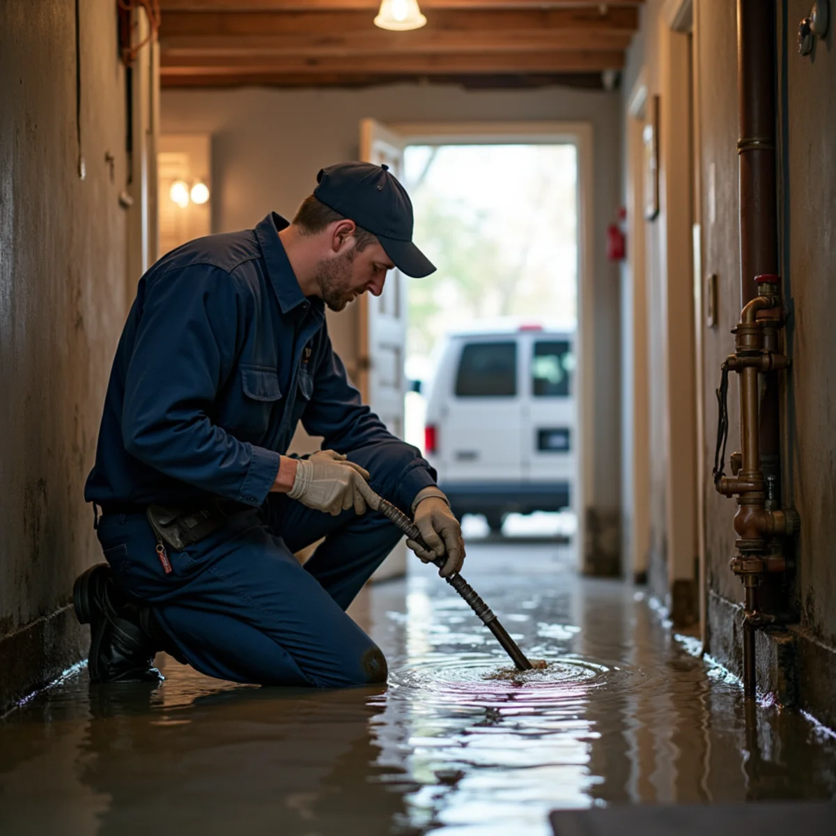 Flooded basement with standing water in a Long Island home