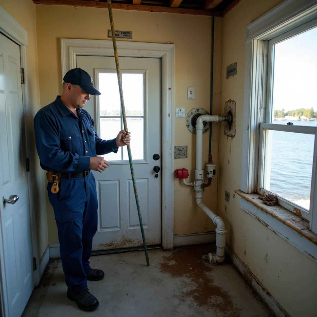 Corroded plumbing fixtures in a coastal Long Island home near the water