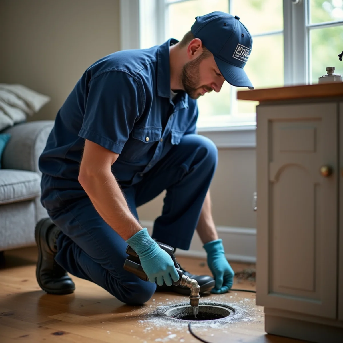 Main line drain cleaning in a Hicksville, NY home